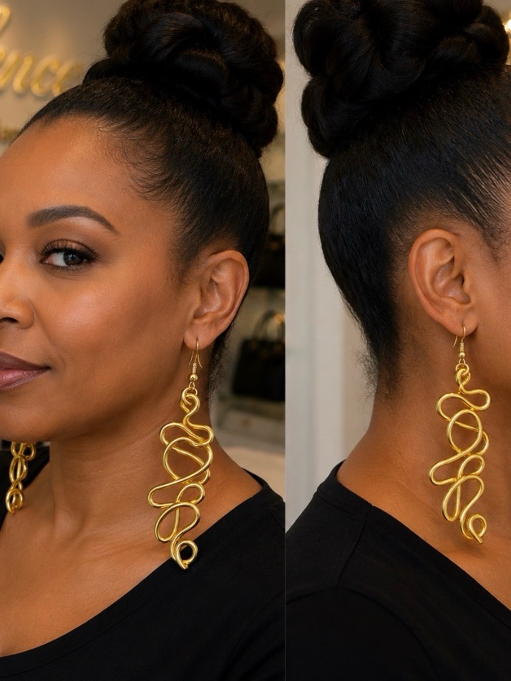 Gold “ Road of Life” Wired Earrings